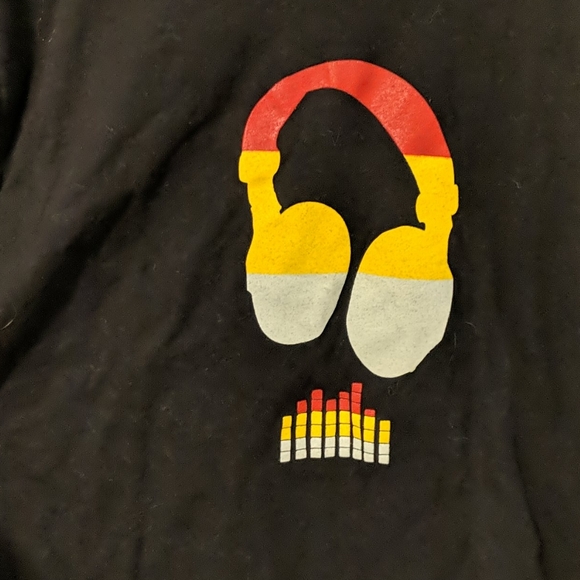Black Shirt with Fun Headphone Design - Picture 2 of 7